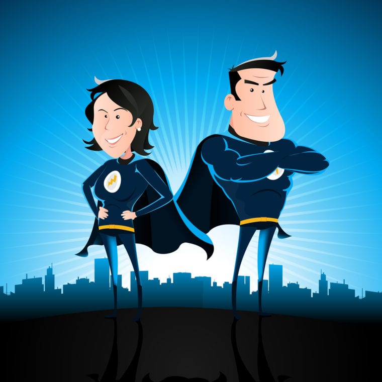 Blue Superhero Man And Woman