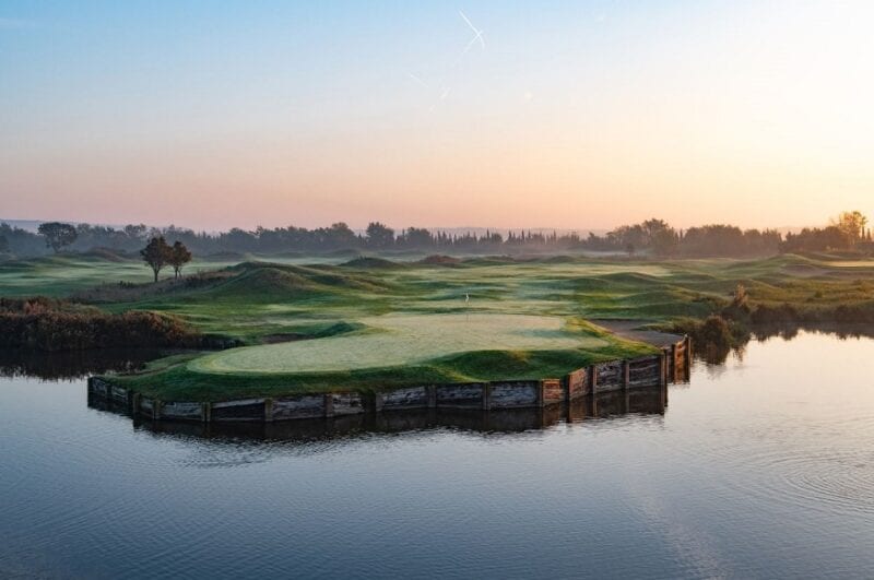 emporda golf resort and its golf course at dawn