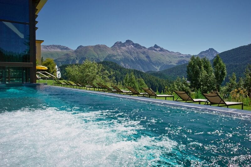 Kulm Hotel St Moritz outdoor spa pool - day